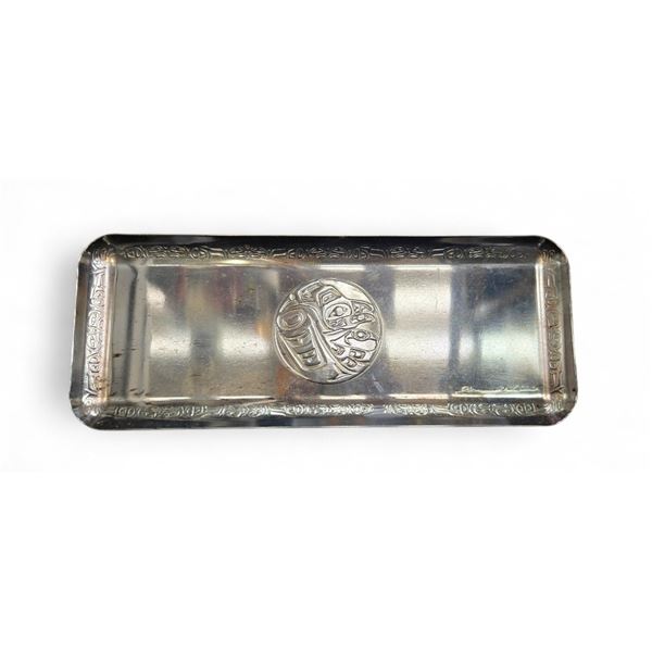 Clarence a. Wells Designed Silver Plate Platter Pacific Northwest Aboriginal Art 19.75x8-Inch