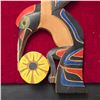 Image 2 : West Coast First Nations Wood Relief Carved Plaque of Hummingbird and Flowers Signed J. Jim 7/6/99