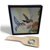Image 1 : Sue Coleman First Nations Hummingbird Painted Glass Plate 8x8" and Joseph Anthony Art Spoon Holder