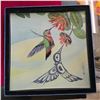 Image 2 : Sue Coleman First Nations Hummingbird Painted Glass Plate 8x8" and Joseph Anthony Art Spoon Holder