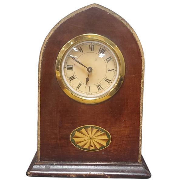 Antique Robert Frise Mantle Clock Wood Construction 6.5-Inch Tall