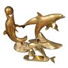 Image 1 : Collection of Three Brass Dolphins Tallest 10-Inch