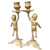 Image 2 : Brass Cupid Candlestick Holders Pair 9-Inch Tall