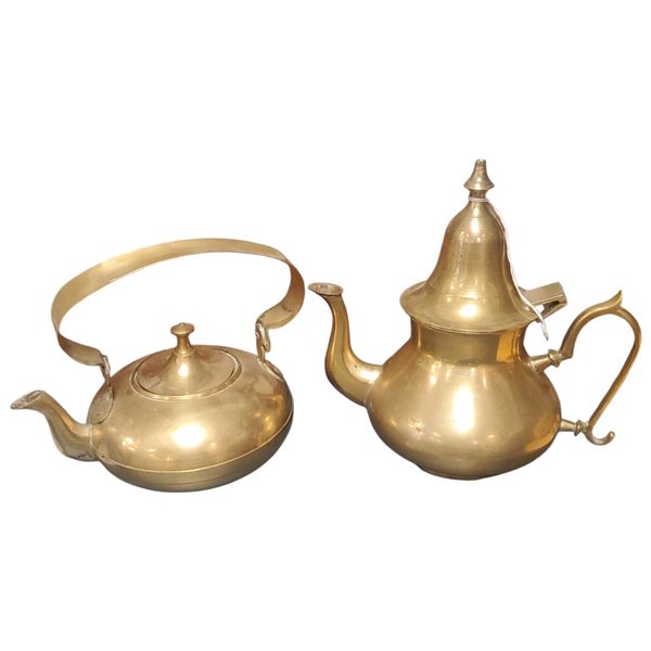 Two Brass Teapots Tallest 9-Inch