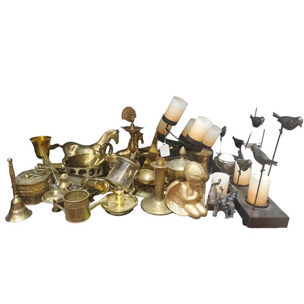 Large Lot of Decorative Collectables Mostly Brass Items
