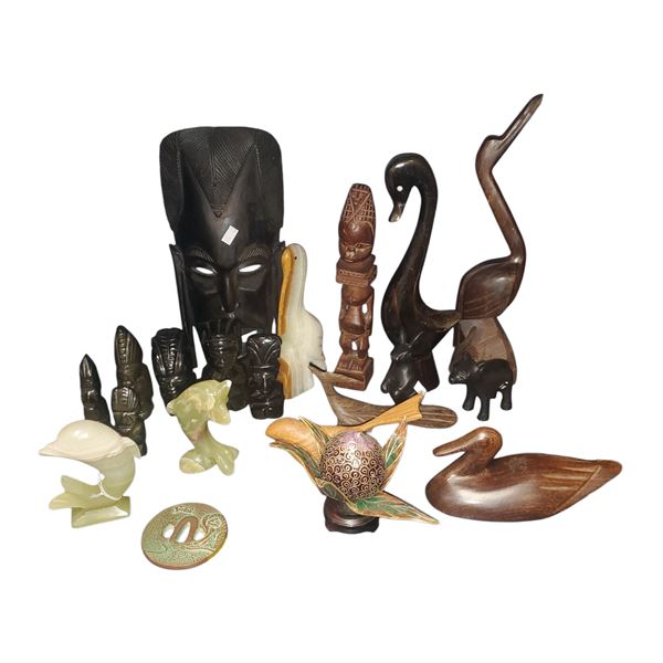 Decorative Collectables: Cloisonne, Wood Sculpture, Masks, South America, Birds Dolphins and More