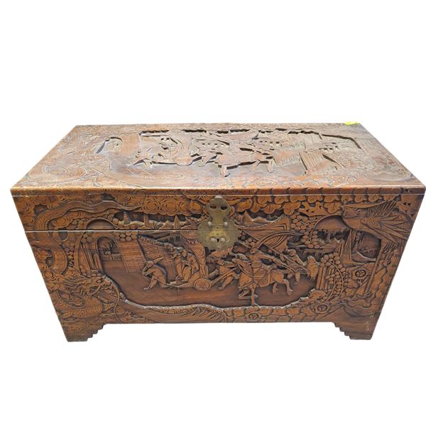 Hand Carved Chinese Camphor Chest the Long Sun Co 41x21x23-Inch