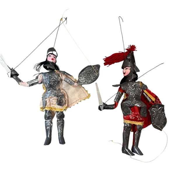 Pair of Medieval Themed Sicilian Marionette Puppets Handcrafted