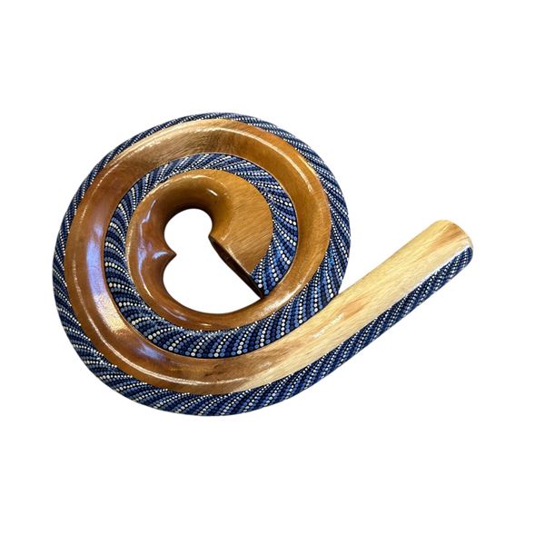 Carved Spiral Snake Didgeridoo 14-Inch Wide Wood Instrument