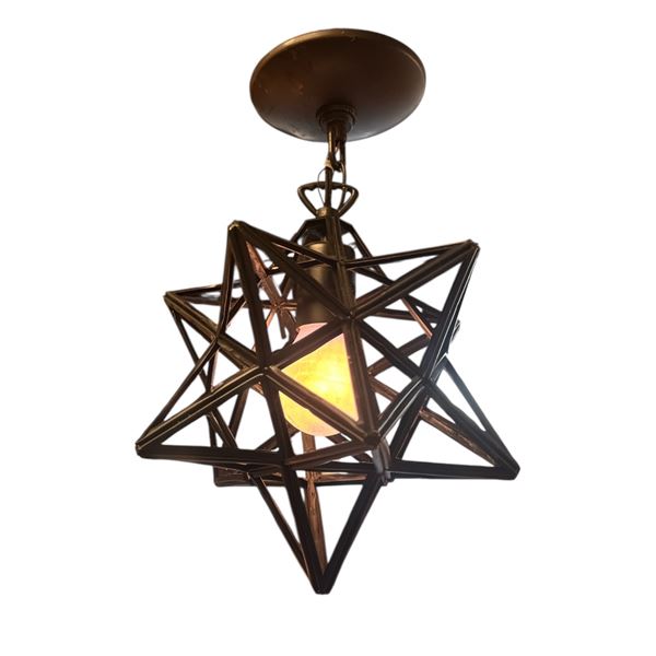 Star Geometric Light Fixture with Blue Light Bulb Lamp