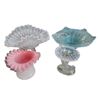 Image 1 : Art Glass Collection: Fenton Ruffed Edge Bowl, Crest Vase, Hobnail Cornucopia and a Northwood Plate