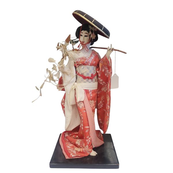 Vintage 1970s Hand Made Japanese Geisha Doll with Traditional Kimono 17.5" Tall