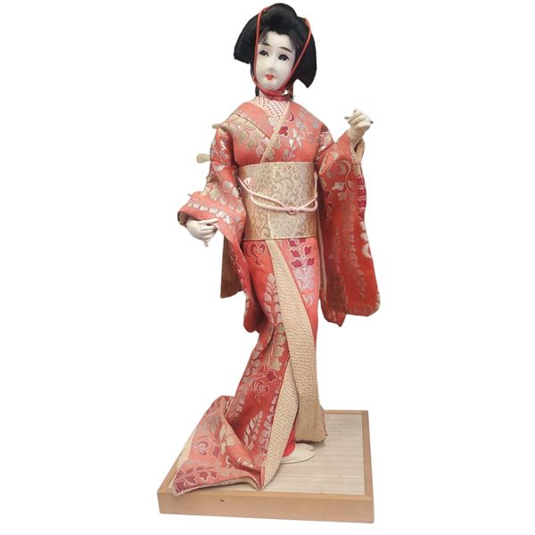 Vintage Hand Made Japanese Geisha Doll Traditional Kimono 17-Inch Tall