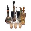 Image 1 : Mid-Century Modern Amber Bohemian Style Decanters and Glasses Collection