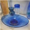 Image 3 : Assorted Vintage Blue Themed Art Glass Collection: Vases, Bowls, Candlestick Holders and Dish