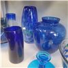 Image 4 : Assorted Vintage Blue Themed Art Glass Collection: Vases, Bowls, Candlestick Holders and Dish