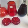 Image 2 : Assorted Vintage Red Themed Art Glass Collection Candle Stick Holders and Vases Tallest 7-Inch