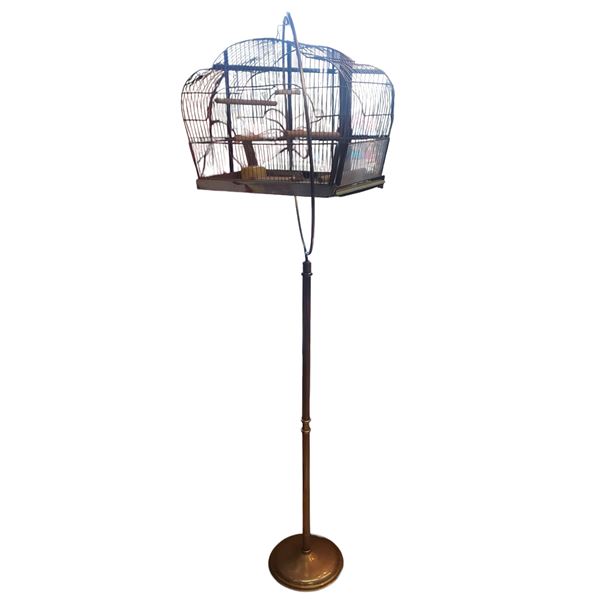 Vintage Hendryx Chrome Bird Cage & Stand 67-Inch Tall