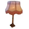Image 1 : Victorian Design Table Lamp Pink Tassled Shade Brass Base & Accents 35-Inch Tall
