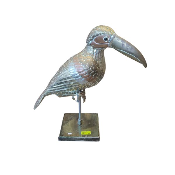 1970s Toucan Sculpture Attributed to Sergio Bustamante Brass & Copper 23.5-Inch Tall