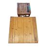 Image 2 : Folk Art Style Log Construction Hall Table 15x15x32 & Burnt Bamboo Plant Stand 10.5x10.5x29