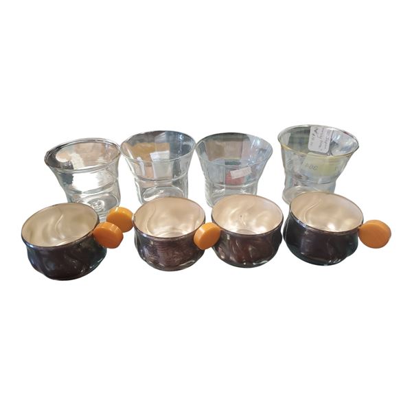 Vintage Art Deco Tea Coffee Glass Set of 4 Silverplated Holders Bakelite Handles