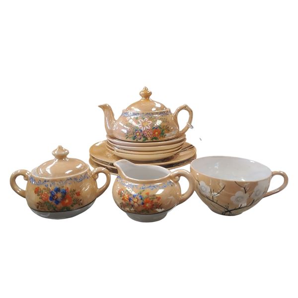 Vintage Japanese Lustreware Tea Set Teapot Saucers, Teacup, Saucers & Plates