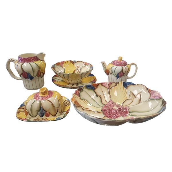 Vintage H. J. Wood Burslem England Hand Painted Floral Pattern Set