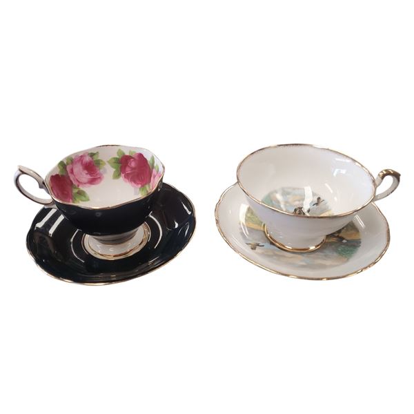 Royal Albert & Salisbury Teacups & Matching Saucers Bone China Floral Patterns