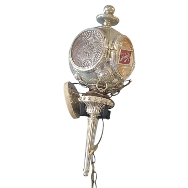 Schlitz Bar Advertising Lantern Complete 21-Inch Tall