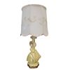 Image 1 : Vintage Mid-Century Decorative Lamp Colonial Lady Yellow Dress Floral Embroidered Shade