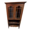 Image 1 : Vintage Wood Curio Cabinet Bookcase Glassed Doors Farmhouse 29x11.5x53.5-Inch
