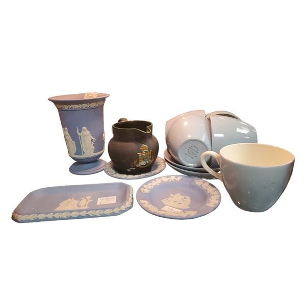 Wedgwood Collection Plates, Vases, Trays & Black Creamer & Summer Sky Tea Cups