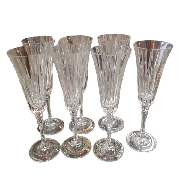 Vintage Italian Made Crystal Glassware Champagne Flutes Set of 7