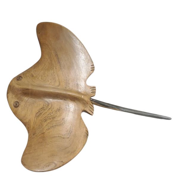 Wood Carved Stingray Craftsman Quality 9-Inch Wide