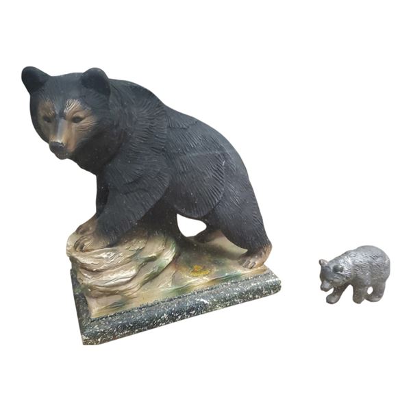 Bears! Jasper Park Black Bear Sculpture 8.5-Inch & Small Vintage Cast Metal Bear