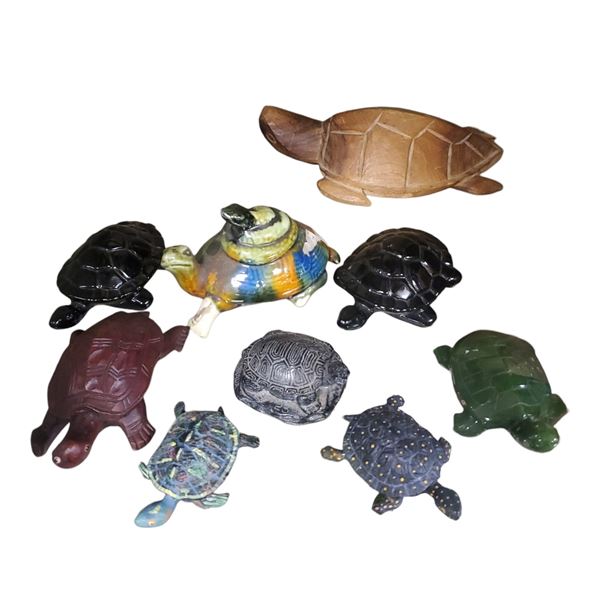 Bale of Turtles Collection: Wood, Porcelain, Resin, Boma & Stolze Kristall Austria Lead Crystal