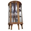 Image 1 : Small Vintage Oak Curio Cabinet Bow Front Design 22x12-Inch