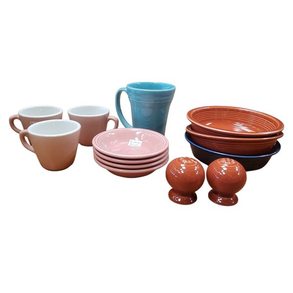 Fiesta Ware Pink Plates 3 Bowls Mug S&p & 3 Shenango China Pink Tea Cups