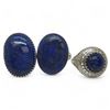 Image 3 : 6 New Polished Lapis Lazuli Rings in Silver Settings * all stamped .925 (longest ring is 26 mm) * To