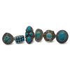 Image 1 : 6 New Blue Turquoise Rings in Silver Settings * all stamped .925 (longest ring is 40 mm) * Total wei