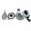 Image 2 : 4 New Polished & Faceted Natural Gemstone Pendants * all stamped .925 (Lapis with Garnet, Charoite,