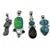 Image 1 : 4 New Polished & Faceted Natural Gemstone  Crystal Pendants * all stamped .925 (Triplet Opal, Turquo