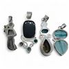 Image 2 : 4 New Polished & Faceted Natural Gemstone  Crystal Pendants * all stamped .925 (Triplet Opal, Turquo