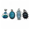Image 1 : 4 New Polished & Faceted Natural Gemstone & Crystal Pendants * all stamped .925 (Triplet Opal, Turqu