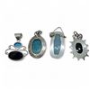 Image 2 : 4 New Polished & Faceted Natural Gemstone & Crystal Pendants * all stamped .925 (Triplet Opal, Turqu