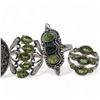 Image 3 : 6 New Faceted Peridot Crystal & Raw Moldavite Rings in Silver Settings * all stamped .925 (longest r