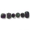 Image 1 : 6 New Raw ad Polished Ruby Zoisite Rings in Silver Settings * all stamped .925 (longest ring is 36 m