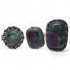 Image 2 : 6 New Raw ad Polished Ruby Zoisite Rings in Silver Settings * all stamped .925 (longest ring is 36 m