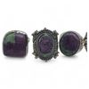 Image 3 : 6 New Raw ad Polished Ruby Zoisite Rings in Silver Settings * all stamped .925 (longest ring is 36 m
